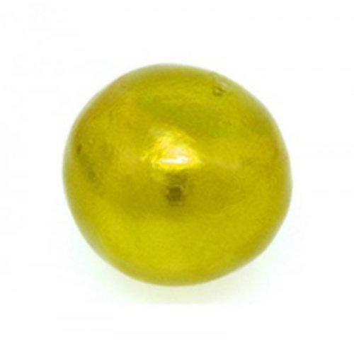 16mm Round Cotton Pearl - Chartreuse