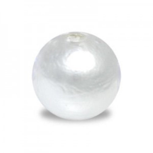 16mm Round Cotton Pearl - White