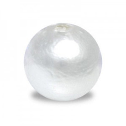 18mm Round Cotton Pearl - White