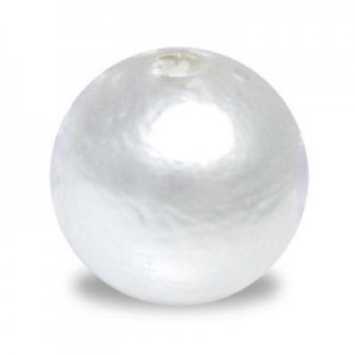 24mm Round Cotton Pearl - White