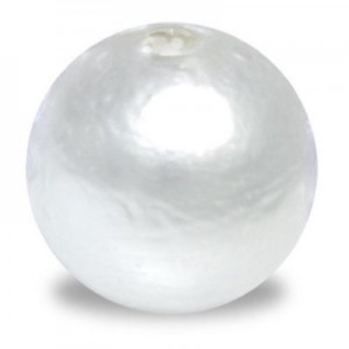 30mm Round Cotton Pearl - White