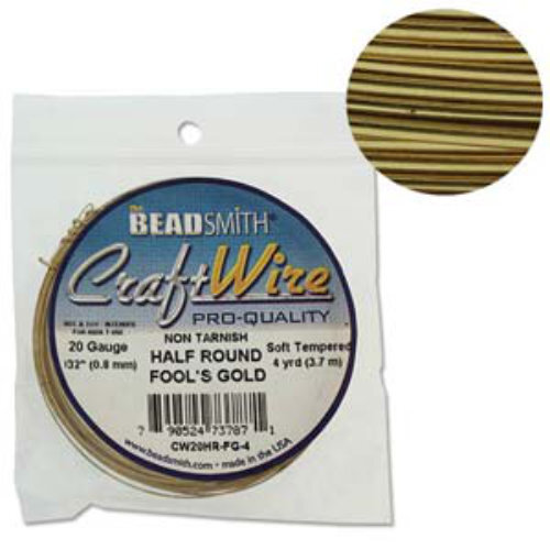 Tarnish Resistant Soft Temper Fools Gold 20 Gauge Half Round Wire