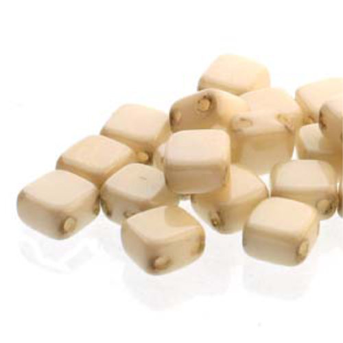 5mm 2-Hole Tile - Chalk Beige Luster - CZTWN05-02010-14413 -  30 Bead Strand