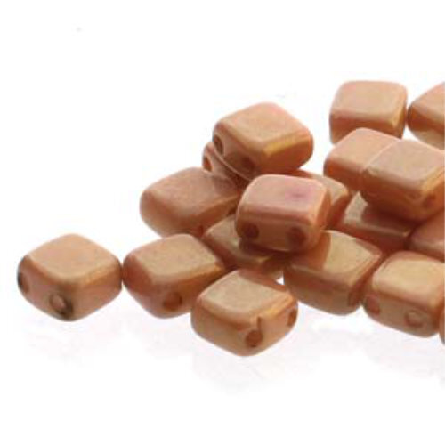 5mm 2-Hole Tile - Chalk Red Luster - CZTWN05-02010-14495 -  30 Bead Strand
