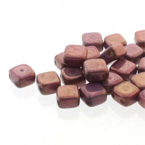 5mm 2-Hole Tile - Chalk Lila Vega Luster - CZTWN05-02010-15726 -  30 Bead Strand