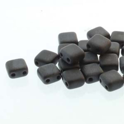 5mm 2-Hole Tile - Matte Jet - CZTWN05-23980-84110 -  30 Bead Strand