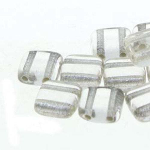 6mm 2-Hole Tile - Silver Lined Crystal - CZTWN06-00030-81800 -  25 Bead Strand