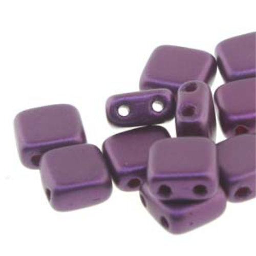 6mm 2-Hole Tile - Pastel Purple - CZTWN06-02010-25032 -  25 Bead Strand