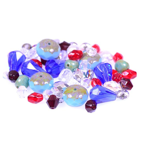 Czech Pressed Glass Mixed Beads - Faceted Mix - 25gm Bag