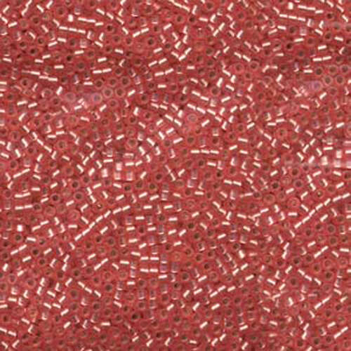 Miyuki 11/0 Delica Bead - DB684 - Semi Matte Silver Lined Dyed Medium Rose