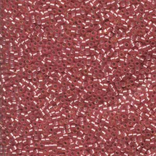 Miyuki 11/0 Delica Bead - DB685 - Semi Matte Silver Lined Dyed Dark Rose
