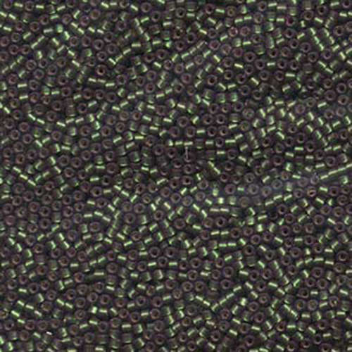 Miyuki 11/0 Delica Bead - DB690 - Semi Matte Silver Lined Dark Grey Dyed Green