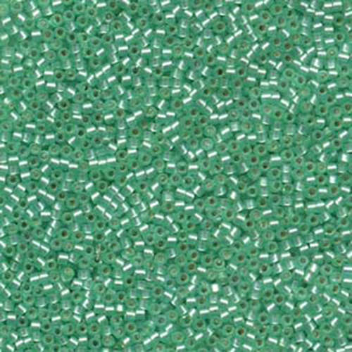 Miyuki 11/0 Delica Bead - DB691 - Semi Matte Silver Lined Mint Green Dyed Green