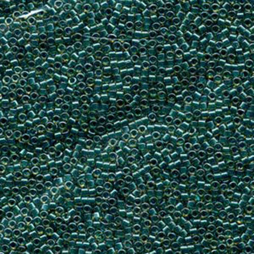 Miyuki 11/0 Delica Bead - DB919 - Sparkling Dark Teal Lined Chartreuese