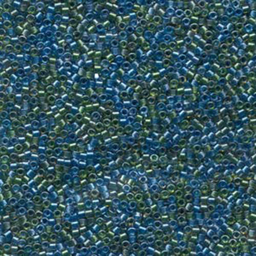 Miyuki 11/0 Delica Bead - DB985 - Lined Green / Blue Mix