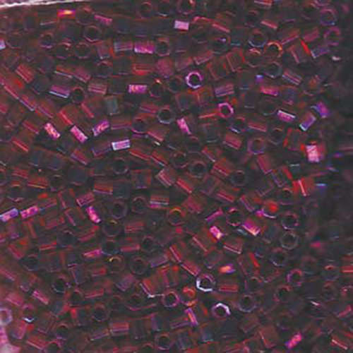 Miyuki 8/0 Delica Hex Cut Bead - DBLC-0104 - Transparent Raspberry AB