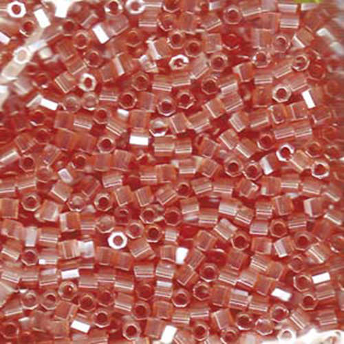 Miyuki 8/0 Delica Hex Cut Bead - DBLC-0106 - Transparent Pink Luster