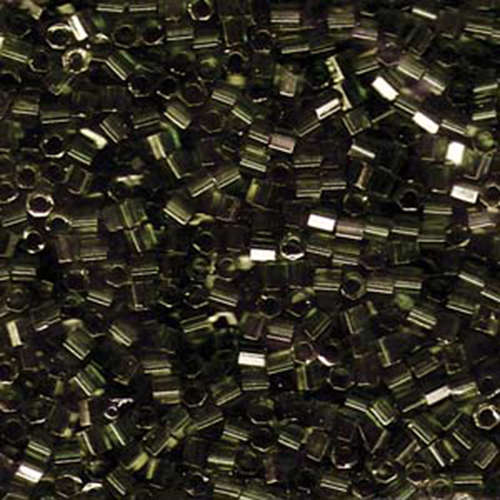 Miyuki 8/0 Delica Hex Cut Bead - DBLC-0123 - Transparent Gray Olive Luster