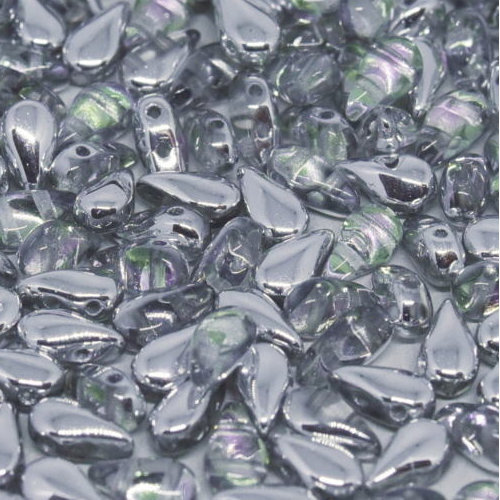 3mm x 6mm Drop Duo Bead - 2 Hole - Crystal Vitrail Light - 00030-26536 - 30 Piece Bag