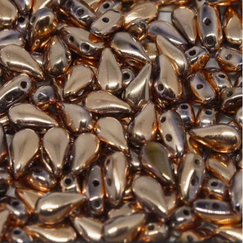 3mm x 6mm Drop Duo Bead - 2 Hole - Crystal Capri Gold Full - 00030-27100