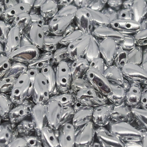 3mm x 6mm Drop Duo Bead - 2 Hole - Crystal Chrome Full - 00030-27400