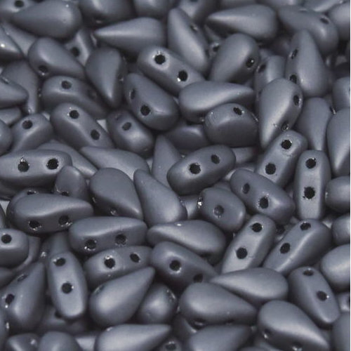 3mm x 6mm Drop Duo Bead - 2 Hole - Crystal Chrome Full Matte - 00030-27470 - 30 Piece Bag