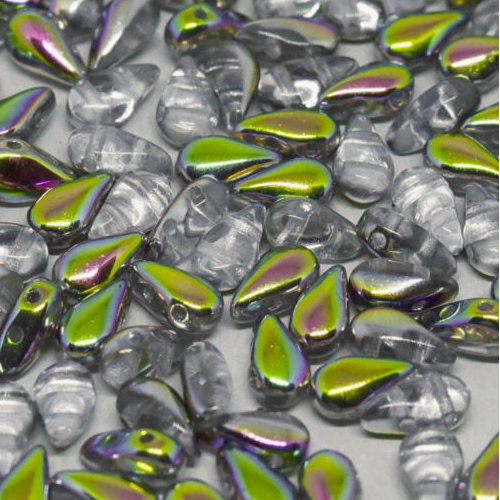 3mm x 6mm Drop Duo Bead - 2 Hole - Crystal Vitrail - 00030-28101