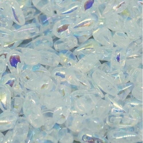 3mm x 6mm Drop Duo Bead - 2 Hole - Crystal AB Full - 00030-28703 - 30 Piece Bag