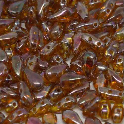 3mm x 6mm Drop Duo Bead - 2 Hole - Crystal Apricot Medium Full - 00030-29123 - 30 Piece Bag