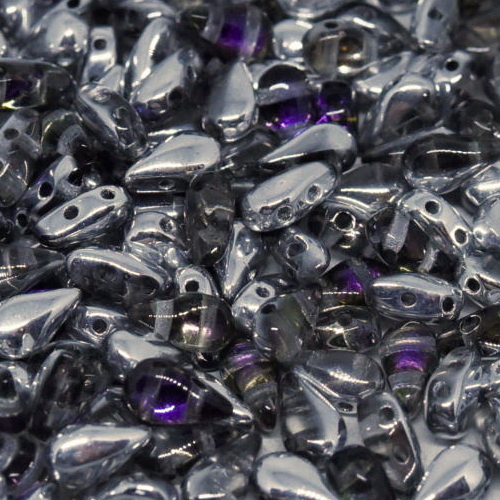 3mm x 6mm Drop Duo Bead - 2 Hole - Crystal Heliotrope - 00030-29536 - 30 Piece Bag