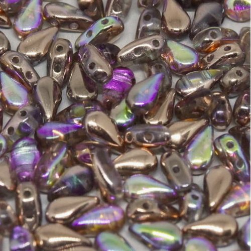 3mm x 6mm Drop Duo Bead - 2 Hole - Crystal Copper Rainbow - 00030-98533