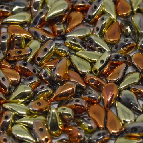 3mm x 6mm Drop Duo Bead - 2 Hole - Crystal California Gold Rush - 00030-98542