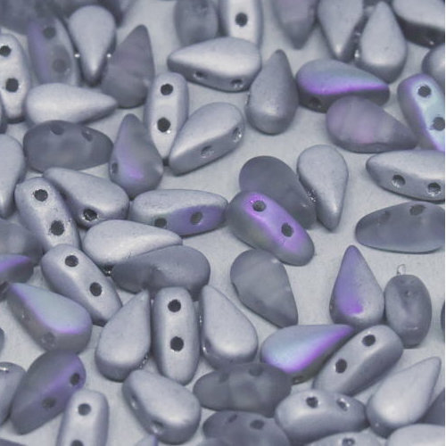 3mm x 6mm Drop Duo Bead - 2 Hole - Crystal Silver Rainbow Matte - 00030-98570 - 30 Piece Bag