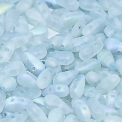 3mm x 6mm Drop Duo Bead - 2 Hole - Crystal Blue Rainbow Matte - 00030-98578