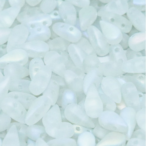 3mm x 6mm Drop Duo Bead - 2 Hole - Crystal Green Rainbow matte - 00030-98579 - 30 Piece Bag