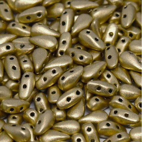 3mm x 6mm Drop Duo Bead - 2 Hole - Aztec Gold - 01710 - 30 Piece Bag