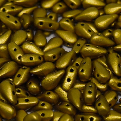 3mm x 6mm Drop Duo Bead - 2 Hole - Brass Gold - 01740