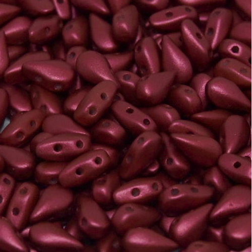 3mm x 6mm Drop Duo Bead - 2 Hole - Lava Red - 01890 - 30 Piece Bag