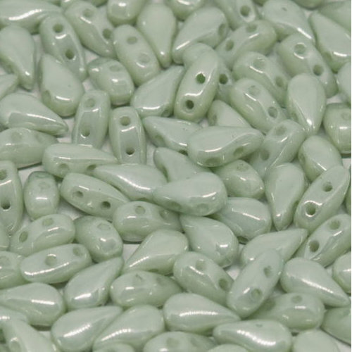 3mm x 6mm Drop Duo Bead - 2 Hole - Chalk White Mint Luster - 03000 -14457