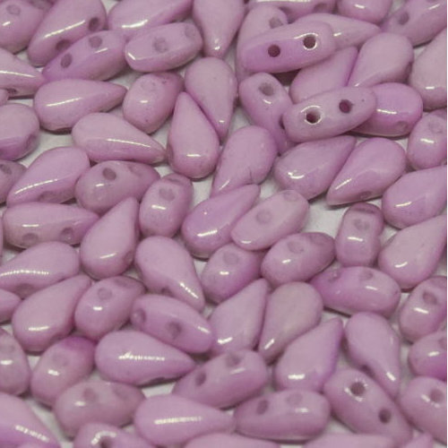 3mm x 6mm Drop Duo Bead - 2 Hole - Chalk White Lila Luster - 03000 -14494 - 30 Piece Bag