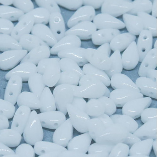 3mm x 6mm Drop Duo Bead - 2 Hole - Chalk White - 03000 - 30 Piece Bag