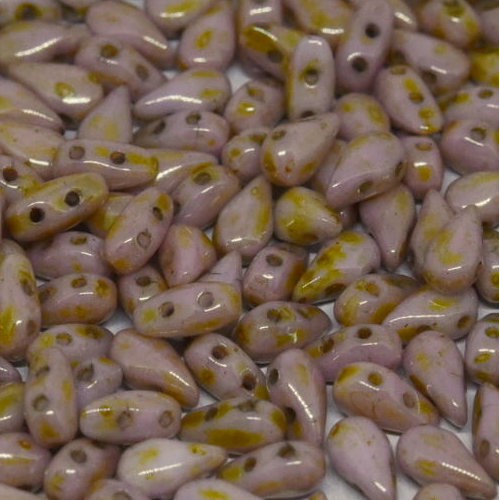 3mm x 6mm Drop Duo Bead - 2 Hole - Chalk White Roman Rose - 03000 -65491 - 30 Piece Bag