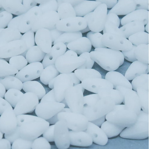 3mm x 6mm Drop Duo Bead - 2 Hole - Chalk White Matte - 03000 -84110