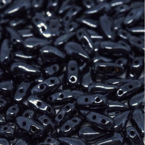 3mm x 6mm Drop Duo Bead - 2 Hole - Jet Hematite - 23980-14400 - 30 Piece Bag