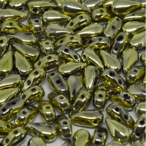 3mm x 6mm Drop Duo Bead - 2 Hole - Jet Amber Full - 23980-26440 - 30 Piece Bag