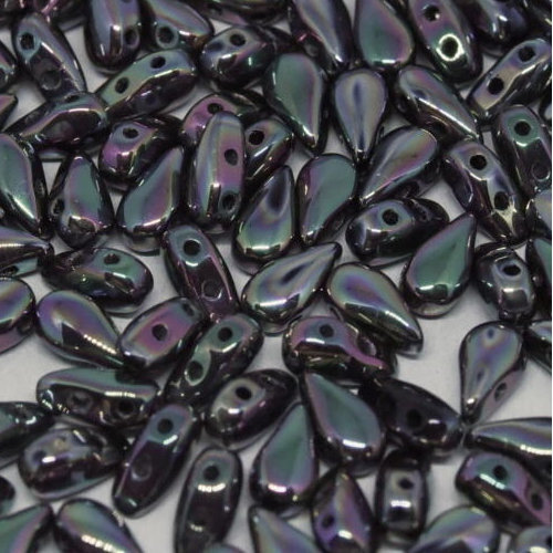 3mm x 6mm Drop Duo Bead - 2 Hole - Jet Apricot Medium Full - 23980-29123 - 30 Piece Bag