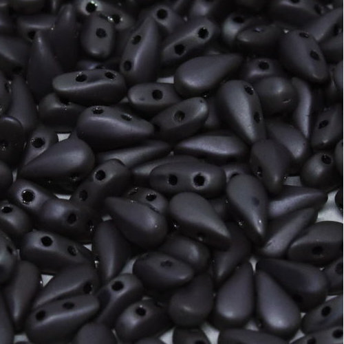 3mm x 6mm Drop Duo Bead - 2 Hole - Jet Apricot Medium Full Matte - 23980-29173 - 30 Piece Bag