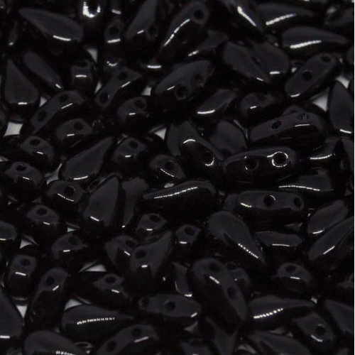 3mm x 6mm Drop Duo Bead - 2 Hole - Jet - 23980 - 30 Piece Bag