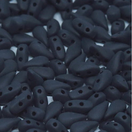 3mm x 6mm Drop Duo Bead - 2 Hole - Jet Matte - 23980-84110