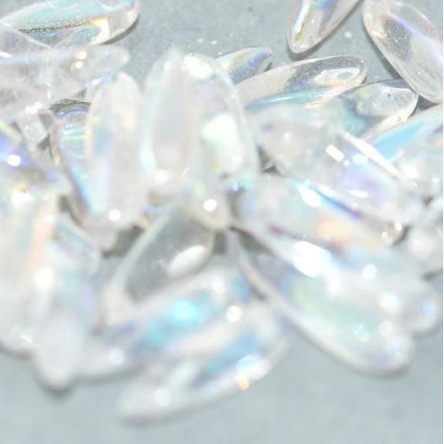3mm x 11mm Dagger Bead - Crystal AB - 00030-28701 - 25 Piece Bag